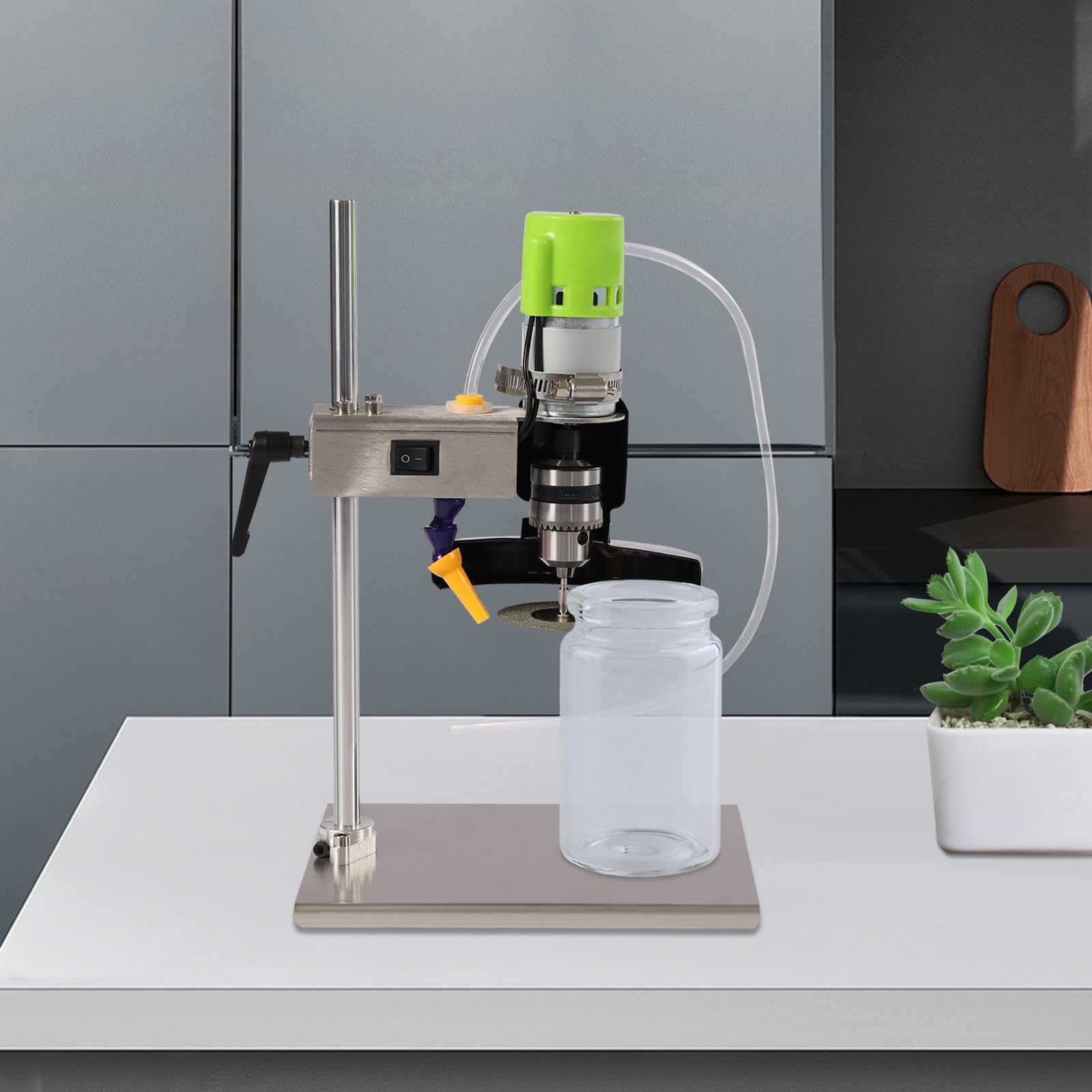 Macchina da taglio elettrica per bottiglie di vetro da 150W, tagliabottiglie elettrico per bottiglie di vetro, tagliavetro regolabile a velocità 6000 giri/min, utensile da taglio per bottiglie di vino