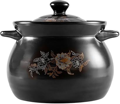 Ceramic Stockpot Soup Pot Small Kitchen Ceramic Stew Pot Ceramic Casserole Dish Clay Pot Earthen Pot Cookware with Lid, Stockpot for Stew, Soup, Steam, Oven Safe-Heat Resistant,5L