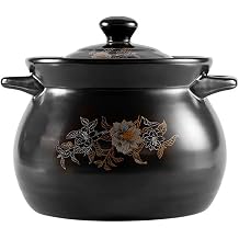 Ceramic Stockpot Soup Pot Small Kitchen Ceramic Stew Pot Ceramic Casserole Dish Clay Pot Earthen Pot Cookware with Lid, Stockpot for Stew, Soup, Steam, Oven Safe-Heat Resistant,5L