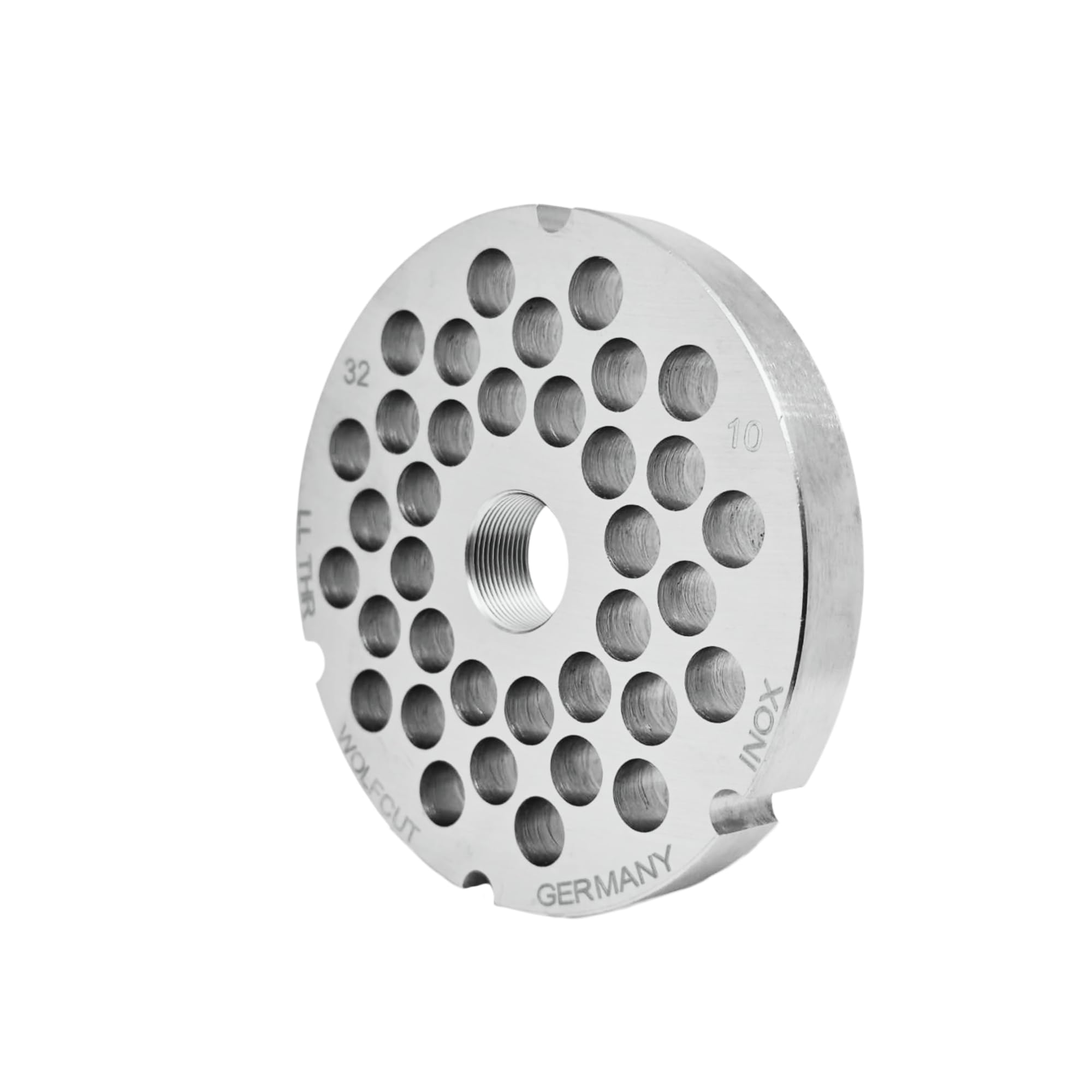 Wolfcut Cuchillas para picadora de carne Inox Longlife con 4 ranuras y rosca – Reemplazo/compatible con picadora Bizerba FW-N32 tamaños 32 – 10,0 mm