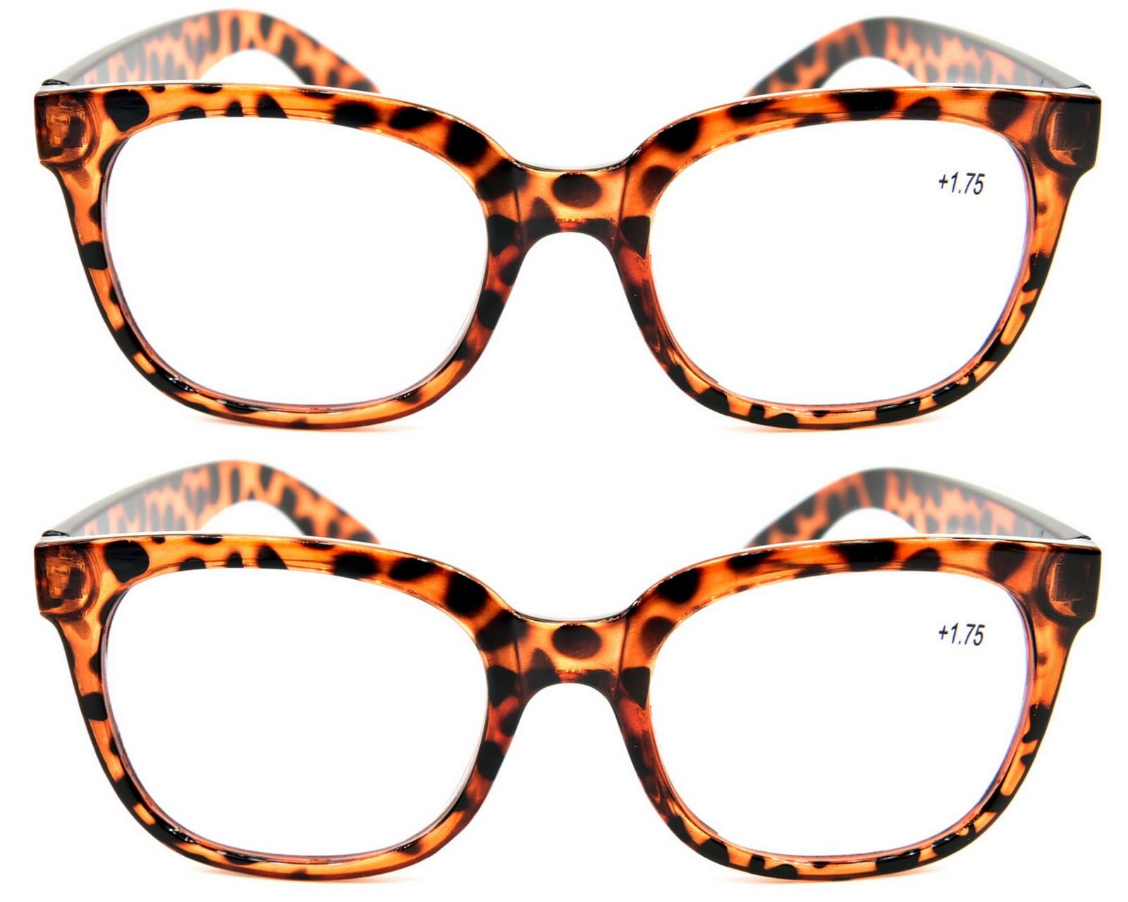 Fads & Fashions Unisex 2 Pack Tortoise 2 Pack Colorful Stylish Retro Geek/Nerd Oversized Reading Glasses With Metal Hinges - Model Tn14 (, 3.5, X)