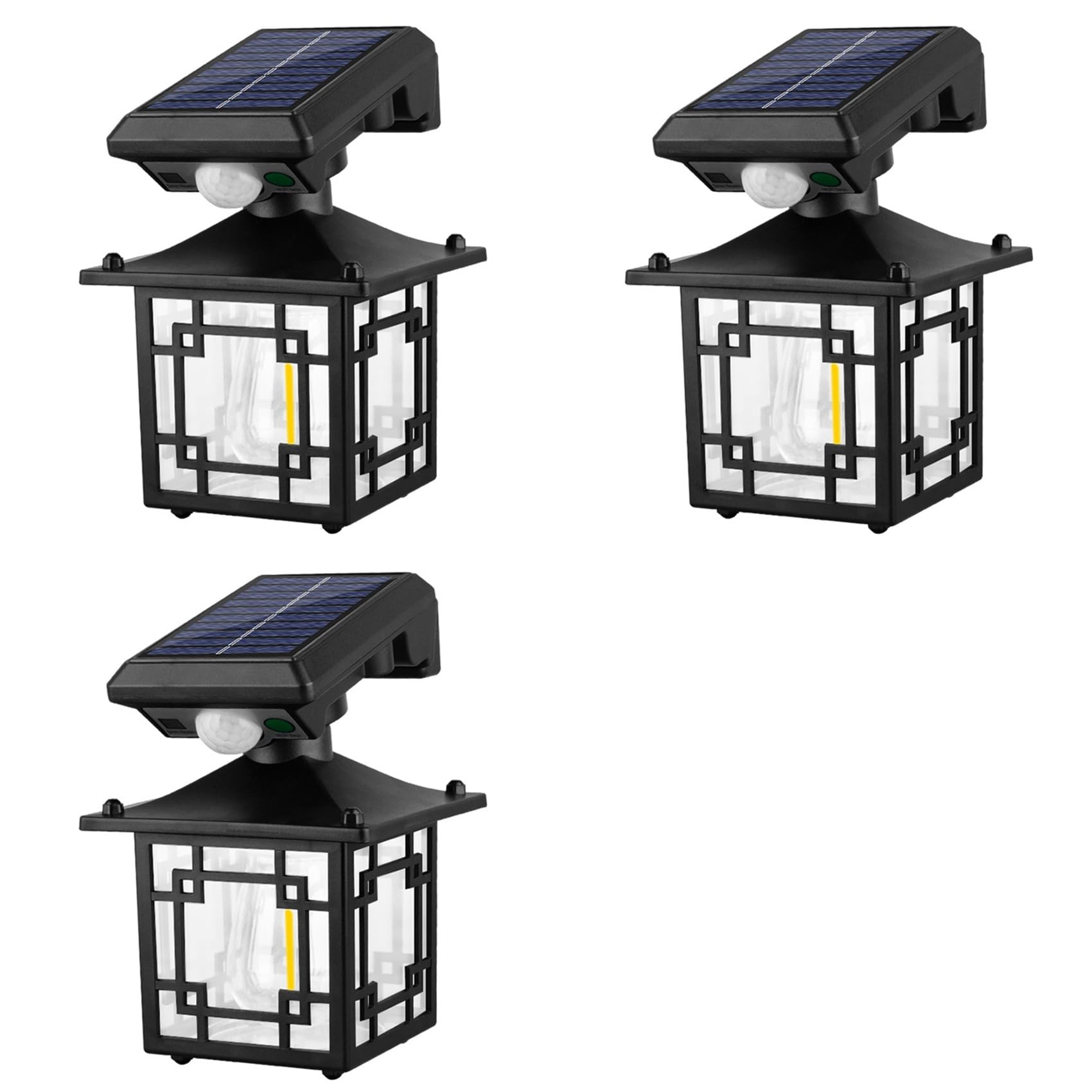 Vjsujehgy 3X Solar Wall Lanterns Outdoor Waterproof 200LM Motion Sensor Wall Lights Fence Light with 3 Modes Exterior Wall Sconces