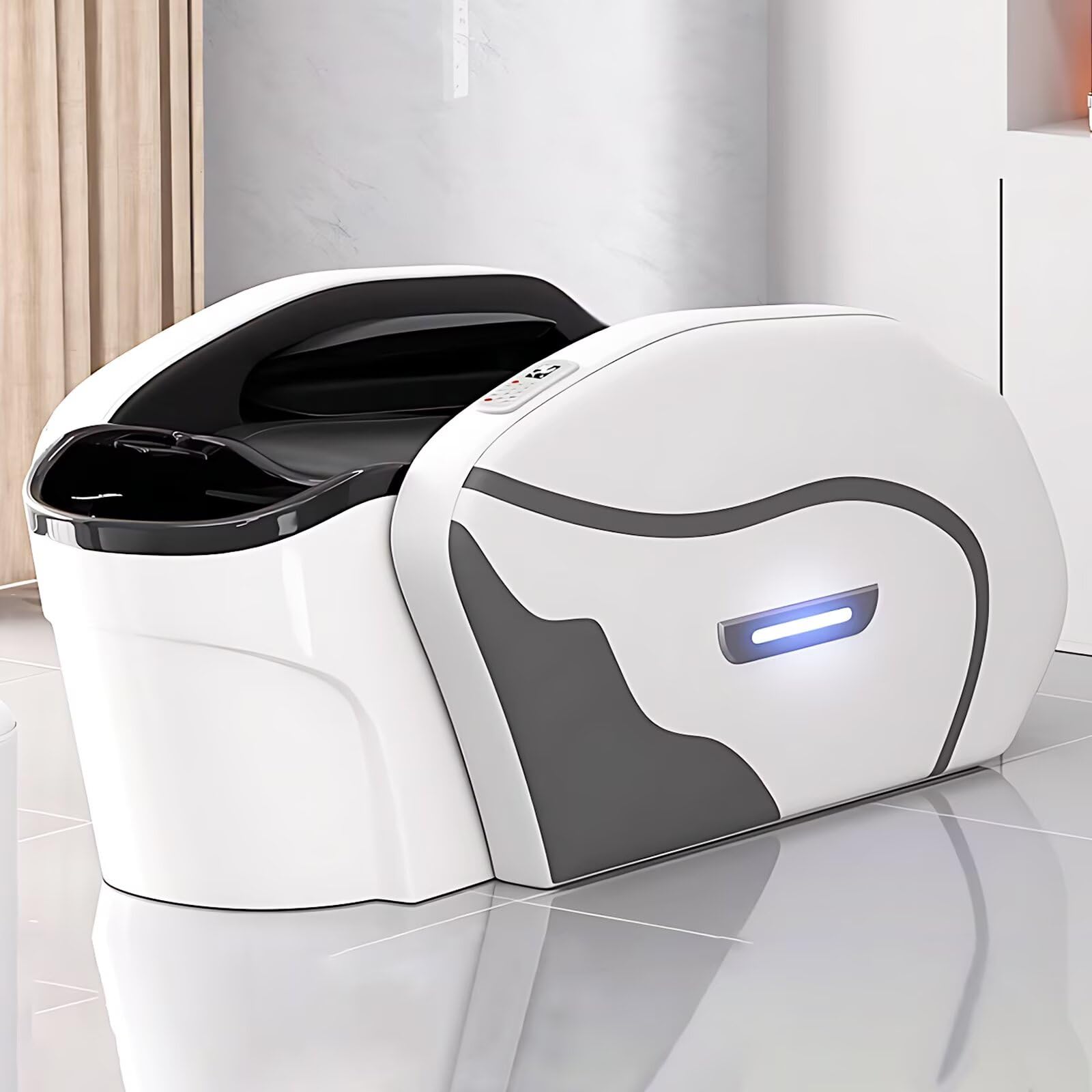 Professionelle Salon-Shampooliege, Massageliege mit Futuristisch-Minimalistischer Ambientebeleuchtung, Kopf-Spa-Ausstattung Inklusive Ganzkörpermassage, Beinlift, Acrylbecken