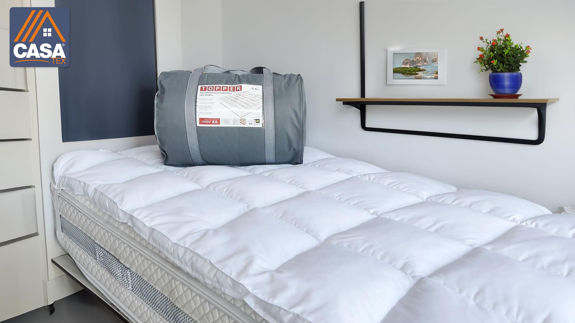 CASATEX | Topper Bed in Microsfere 5 cm – Coprimaterasso Trapuntato e Soffice, 100% Anallergico e Traspirante, corregge i difetti del materasso | Matrimoniale 170x200x5 cm