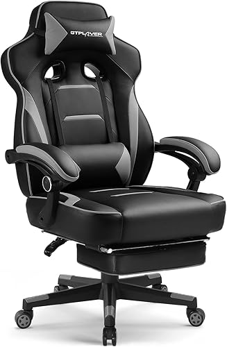 GTPLAYER Gaming Chair with Footrest, Big and Tall Game Chair 350lb Racing Style Computer Chair, Ergonomic Executive Office Chair High Back with