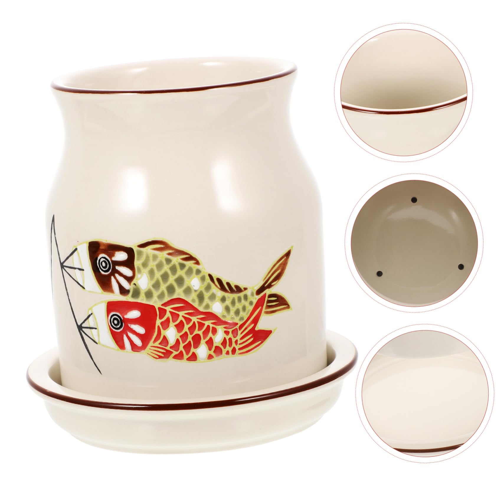 Porte-ustensiles De Cuisine Céramique Support à Couverts Avec Égouttoir Pour Et Cuillères Rangement Pratique Et Élégant Pour Comptoir De Cuisine