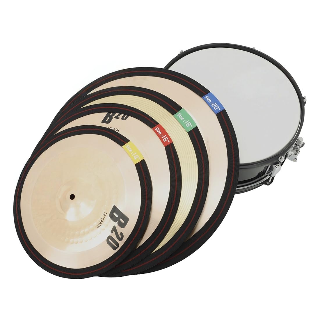 4-Pack Drum Cymbal Mute Set (14"/16"/18"/20"), Noise-Reducing Silencers for Hi-Hat & Cymbals | Home Practice Solution - Image 4