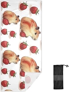 OWFKAY Toalla de camping con diseño de ratón, color marrón fresa, de secado rápido, ligera, toalla de playa