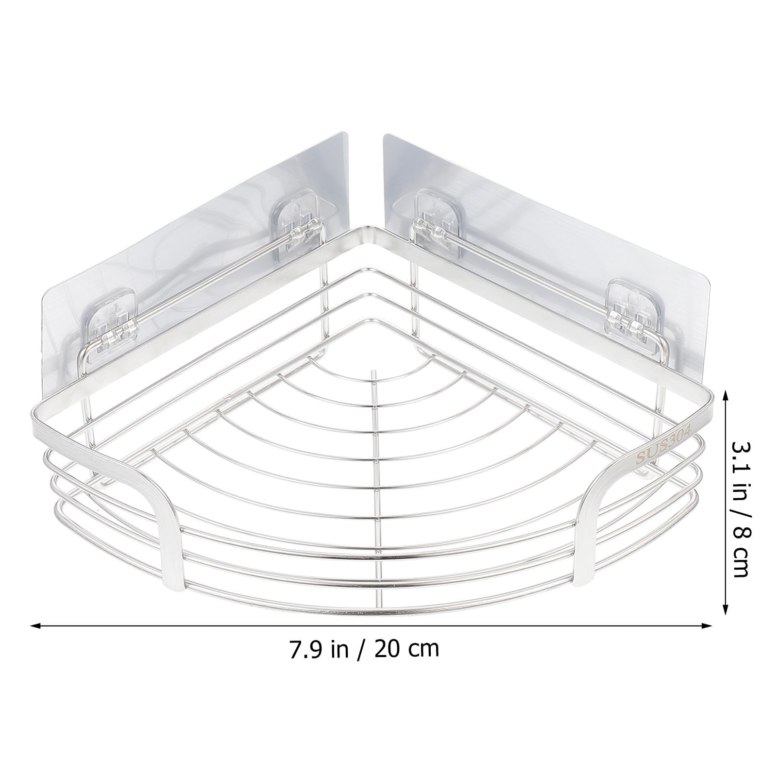SHINEOFI Estante de Ducha Esquinero de Acero Inoxidable 304, Pequeño 20 Cm con Barra Alta, Organizador Adhesivo sin Taladro para Baño, Almacenamiento para Champú y Gel, Diseño Drenaje