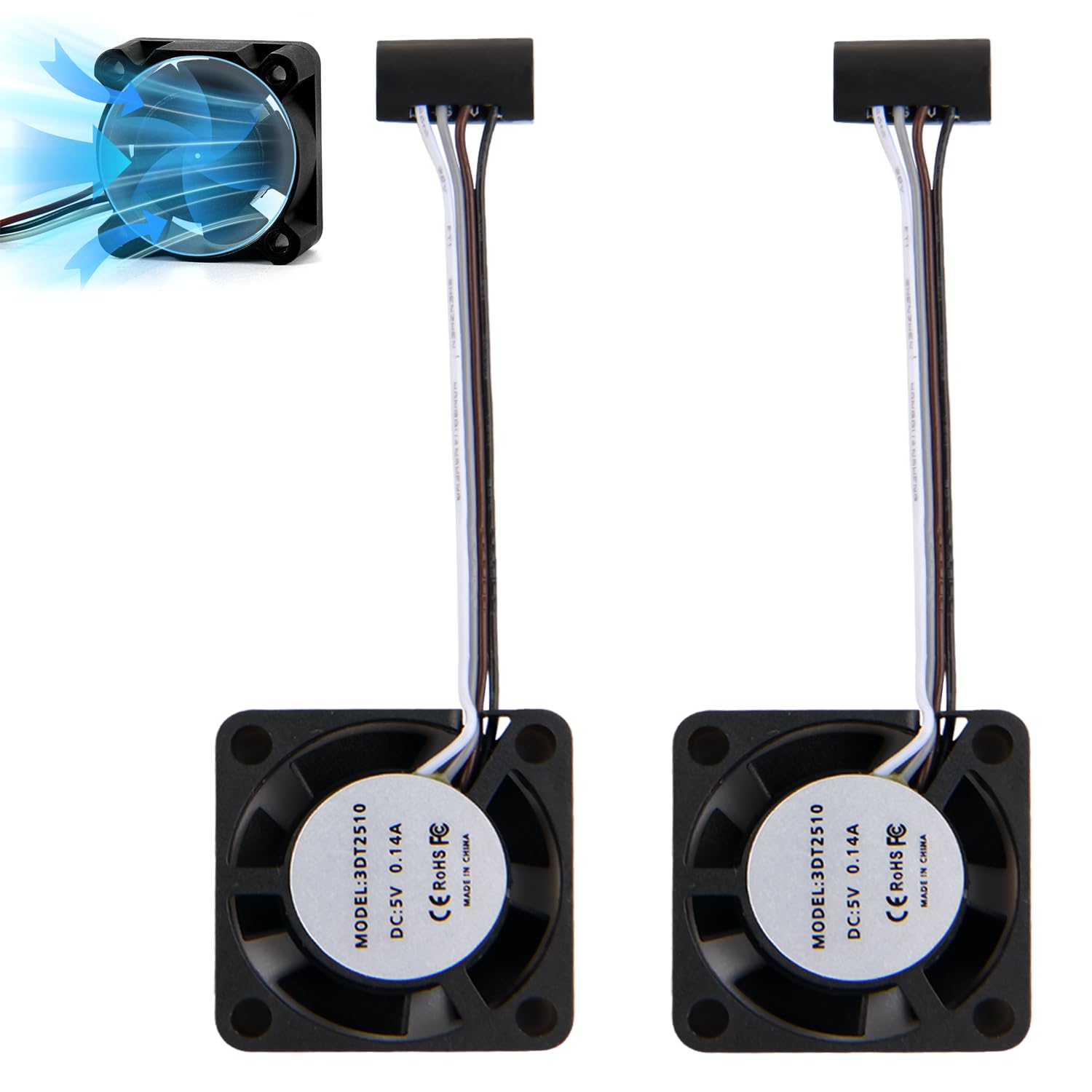 2PCS Extruder Hotend Cooling Fan for Bambu lab P1P/P1S 3D Printer, 2510 Rapid Cooling Fan for Bambu Lab P1 Series-image-17