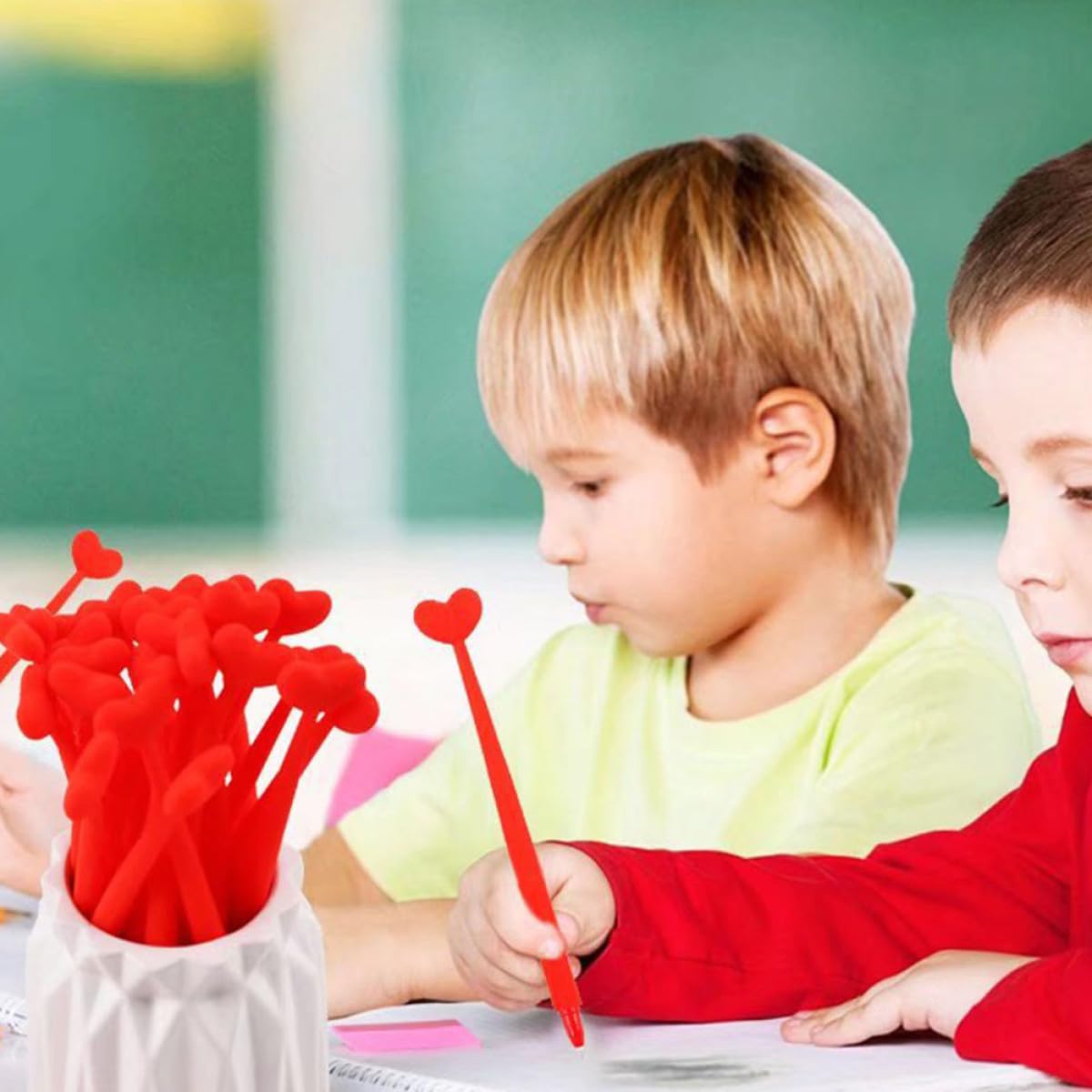 Alipis Set 10 Penne Sfera Gel Forma Cuore Rosse per Studenti Penna in Plastica Scrittura Scorrevole e Facile da Usare per Scuola e Ufficio