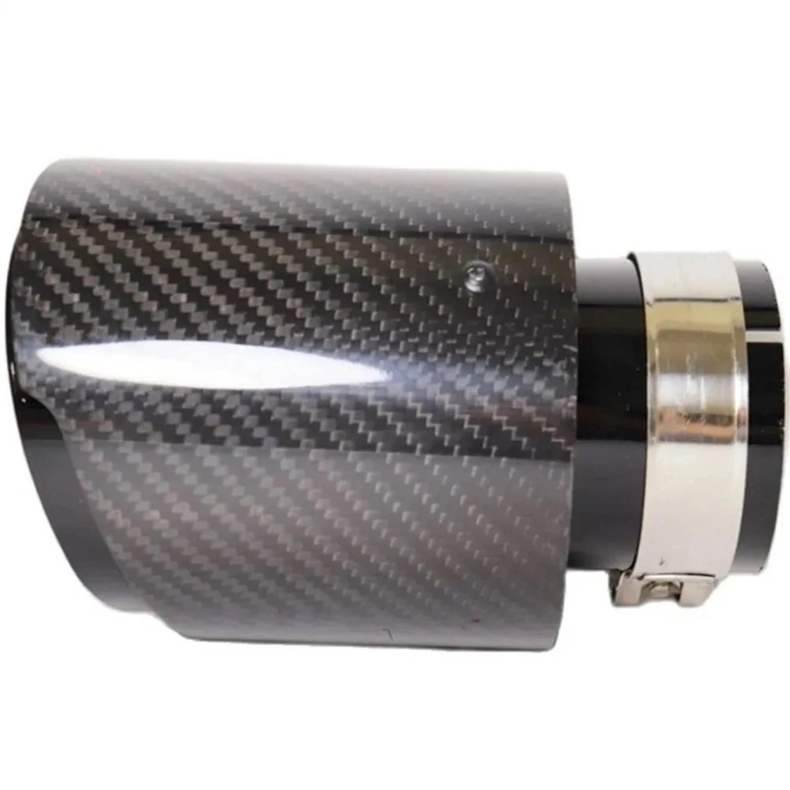Car Silencer Uniwersalna końcówka tłumika z włókna węglowego, układu wydechowego, dysza prosta, nierdzewna, czarna(63MM IN 114MM OUT)