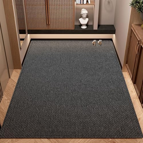 Alfombra para Puertas de Interior y Exterior, Alfombra de Bienvenida, Felpudo Entrada Casa, Alfombra Antideslizante Lavable, Alfombra Atrapapolvo, Fácil de Limpiar,Dark Gray,80x120cm