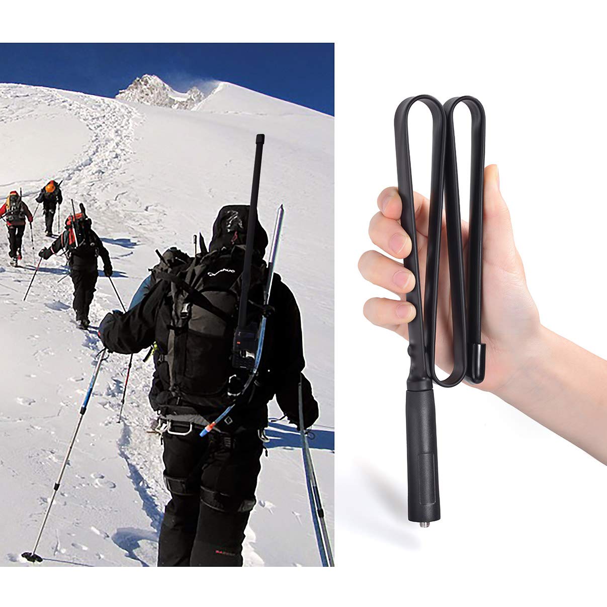 Bingfu Dual Band VHF UHF 136-520MHz 31 inch Foldable CS Tactical SMA Female Ham Radio Antenna with 3 feet Extension Relocation Cable for Baofeng BF-F8HP UV-5R UV-82 BF-888S GT-3 Ham Radio