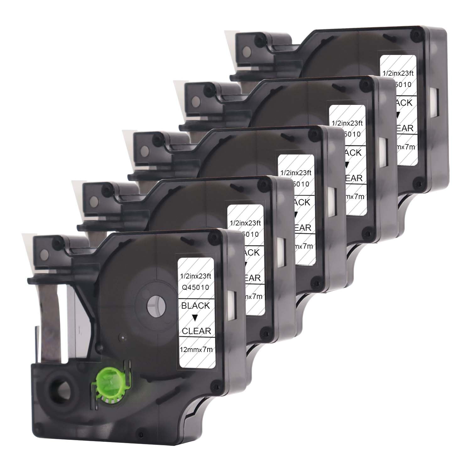 Labelwell 5 Rubans Noir Sur Blanc 12mm - Compatibles Dymo 45013 - Pour Étiqueteuses 160, 280, 450Duo