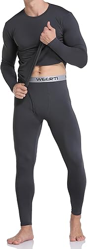 WEERTI Ropa interior térmica para hombre, capa base de tela polar con forro polar