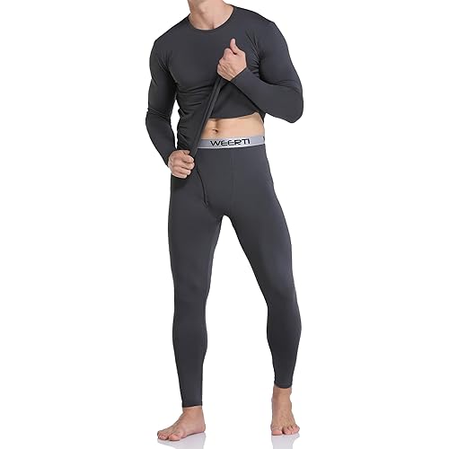 WEERTI Thermal Underwear for Men Long Johns Mens with Fleece Lined, Base Layer Men Cold Weather Top Bottom