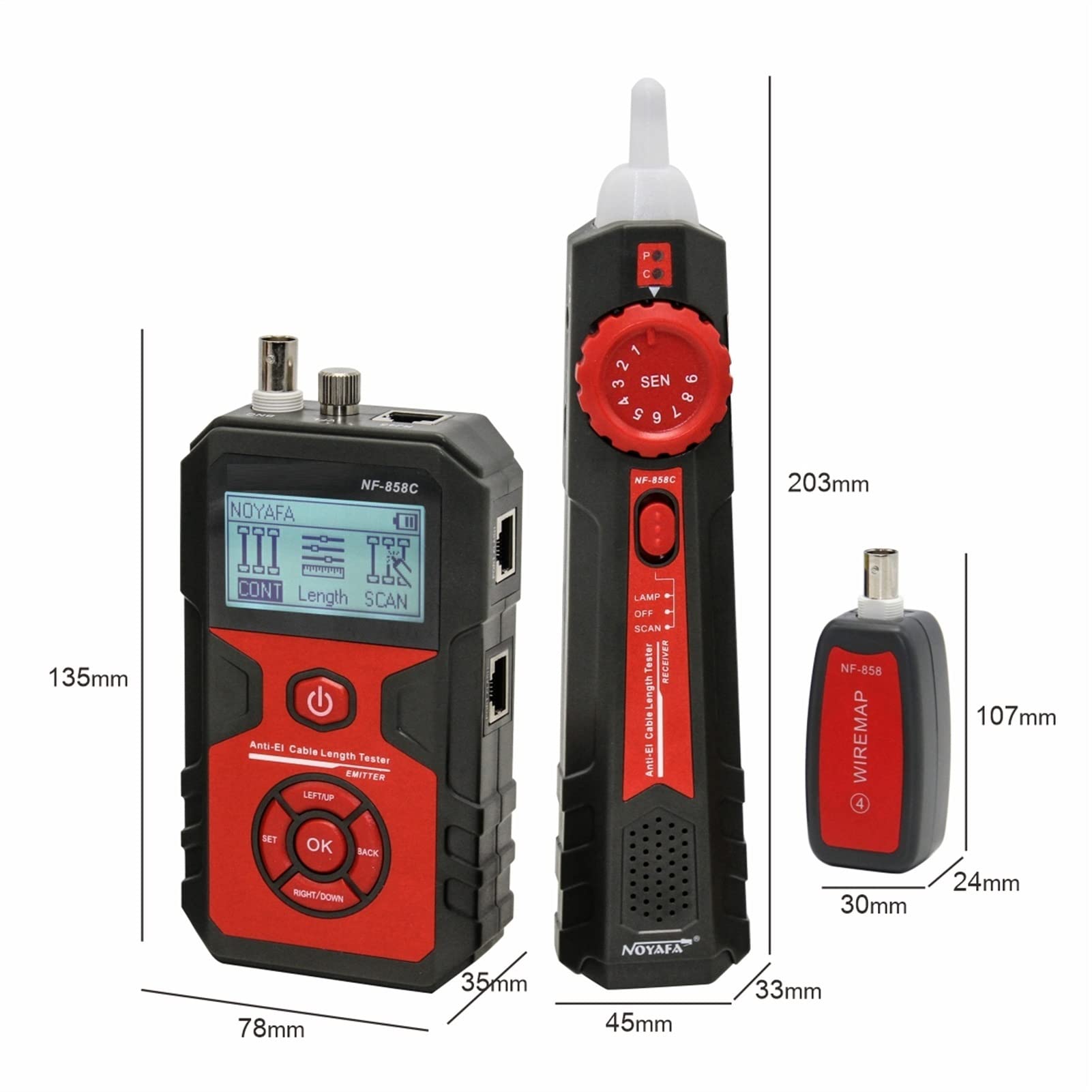 Lokalizator linii NF-858C. Trace Line Linia Lokalizator Przenośny przewód Tester Tester Tester Wyszukiwarka Kabel sieciowy Bnc. Zmierzyć długość kabla