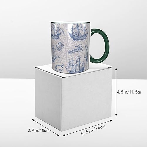 Miniatura 5 de Vintage Sailboat Compass Coffee Mug Coffee Cups Ceramic with Handle,Tea Cups Mug tazas para cafe Drinking Cups Gifts for Women Men,Unique Coffee
