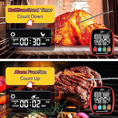 BOAK Digital Meat Thermometer for Grilling,BBQ,and Smoker | Instant Read Thermometer with Buzzer Alarm,8 Presetting Mode Accurate Temperature Meat Probe with Temperature Preset... – Bild 5