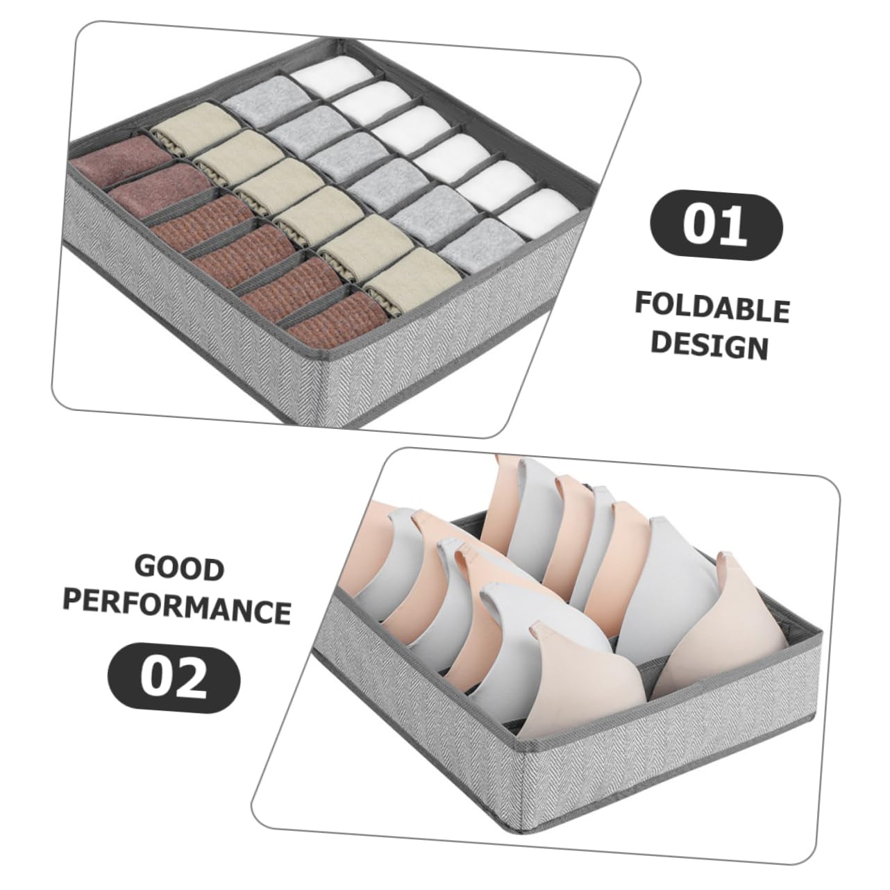 ULTECHNOVO 4piezas Caja Organizadora Plegable De Tela No Tejida y Oxford Para Ropa Interior Sujetadores y Calcetines Con Compartimentos De Diferentes Organizador Funcional Para Cajones