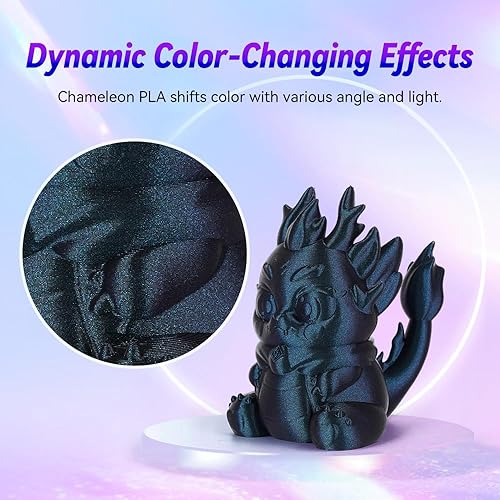 Miniatura 3 de FLASHFORGE Filamento para impresora 3D Chameleon PLA, filamento con cambio de color 1.75mm, cambia de color con la luz y los ángulos, carrete de 1