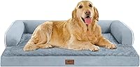 Vista 1 de Cama ortopédica extra grande para perros impermeable: cama de espuma viscoelástica para perros XL y extra grandes, sofá sofá, lavable con funda Azul