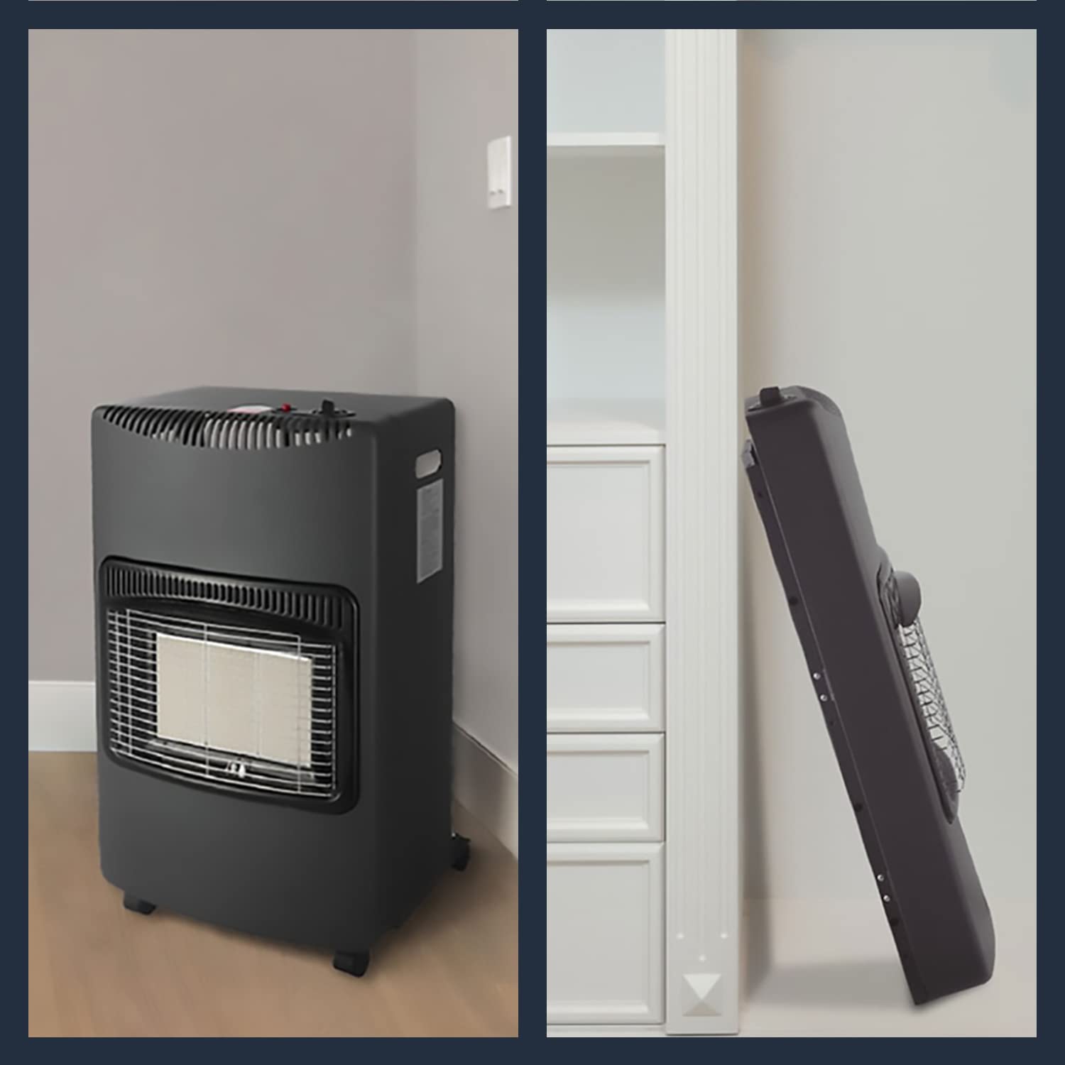 TIENDA EURASIA - Estufa de Gas de Infrarrojos Plegable, Estufa de Gas Butano o Propano, Potencia Max 4.200W, Estufa de 4 Ruedas y Asas, Cobertura 20-80 m², Autoapagado por Vuelco o Fallo Llama