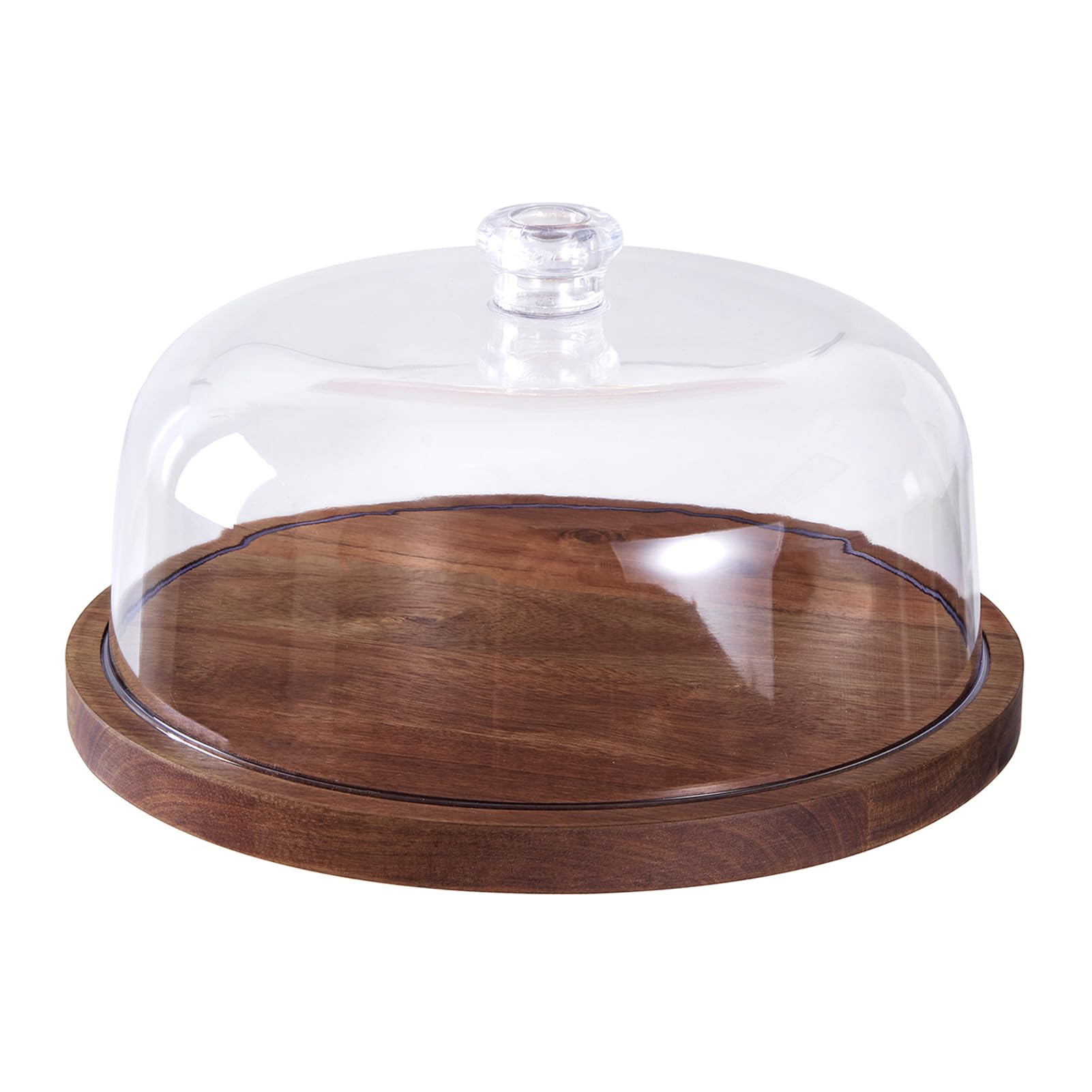 Support à Gâteaux avec Couvercle, Support à Gâteaux en Bois, Planche Charcuterie pour Tartes, Pâtisseries et Friandises, Couvercle en Dôme Acrylique pour les Occasions Spéciales