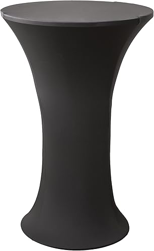 Viiamacki Mantel redondo de elastano de 24 x 43 pulgadas, mantel de cóctel color negro, elástico ajustable, base circular de alta calidad, para
