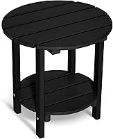 Vista 20 de Adirondack - Mesa auxiliar para exteriores con veta similar a la madera, mesa auxiliar pequeña de patio de 16.6 pulgadas, mesa de plástico HDPE de 2