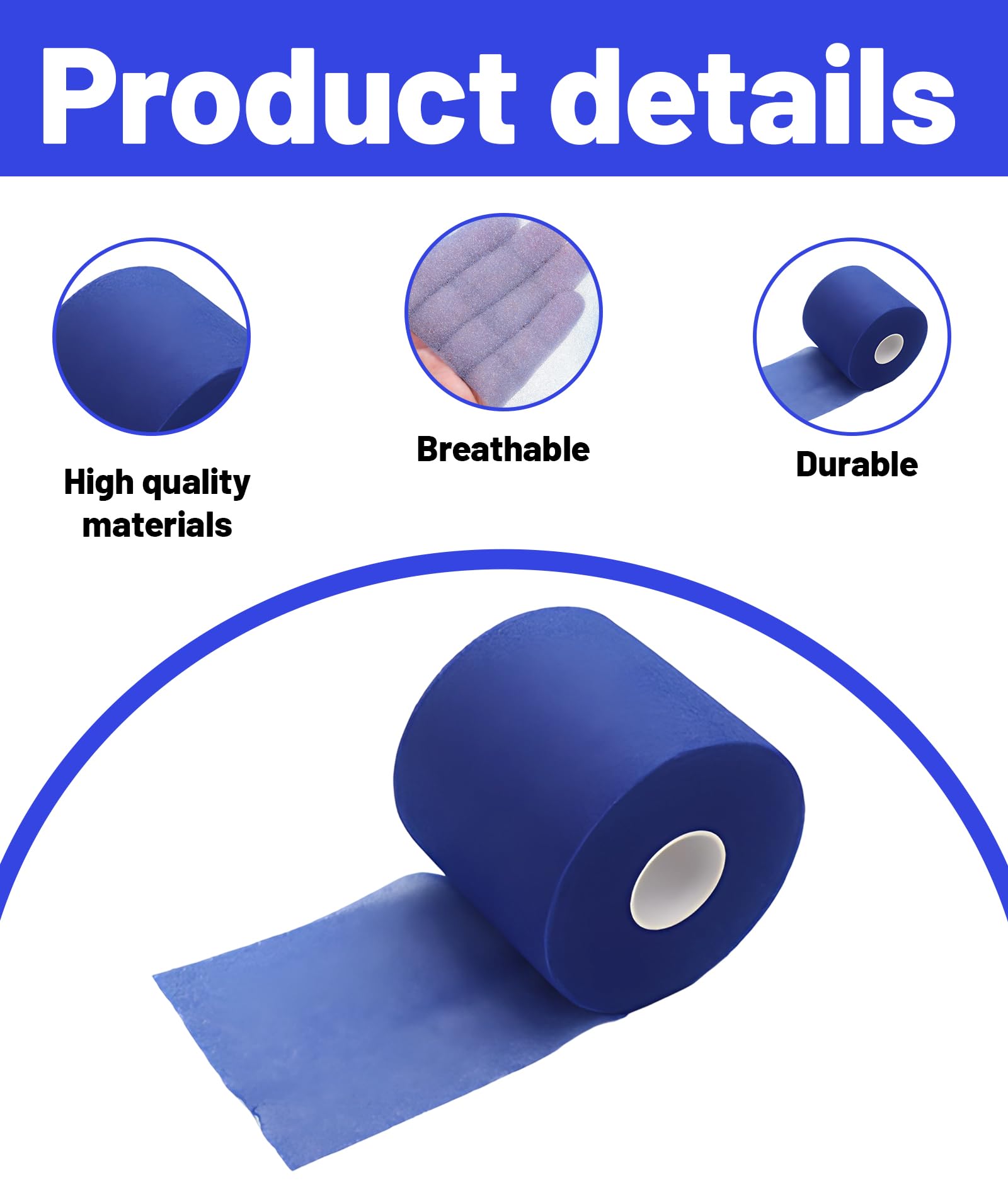 GODSDWARES Badminton Grip Tape, Cushion Wrap For Badminton Grip, Badminton Grip Roll Pre-Wrap Sports Tape 10 m × 70 mm Black (Blue) 4