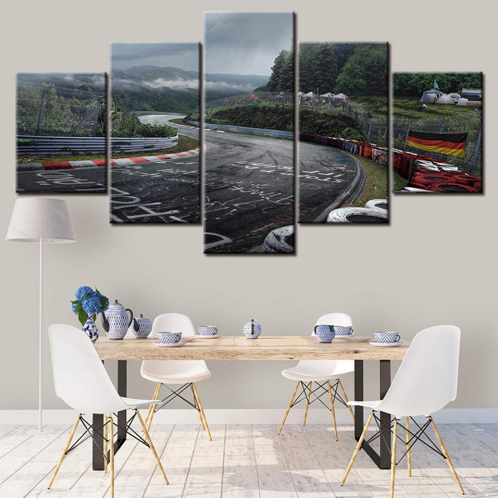 LIVELJ Poster,5 Teilig Leinwand stück Kunstdruck modern Wand Aufhängen Home Dekoration Bild Design HD Panel/Nürburgring-Rallye/Mit Holzrahmen