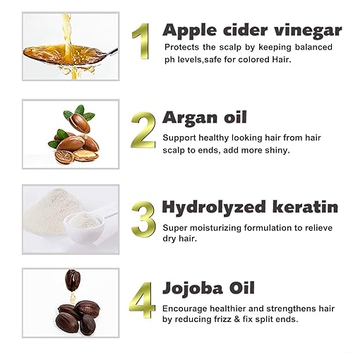 Miniatura 4 de Juego de champú y acondicionador de sidra de manzana para cabello graso, color seguro, ultra nutrientes, sin caspa, sin sulfato, paquete de champú y