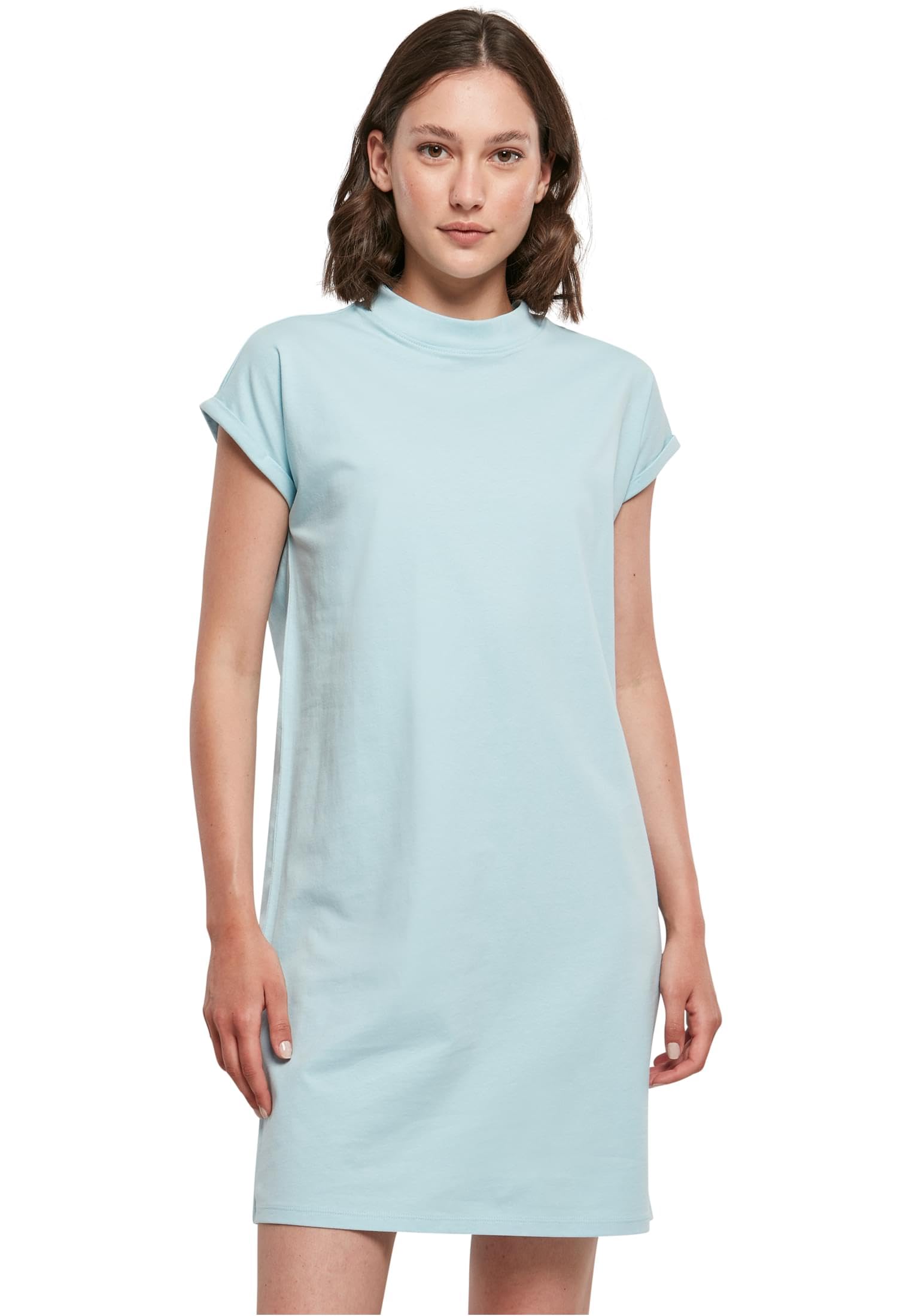 Build your Brand Ladies Turtle Extended Shoulder Dress Casual Dress for Women Drop Shoulder Sizes XS - 5XL, Ocean Blue, XXL