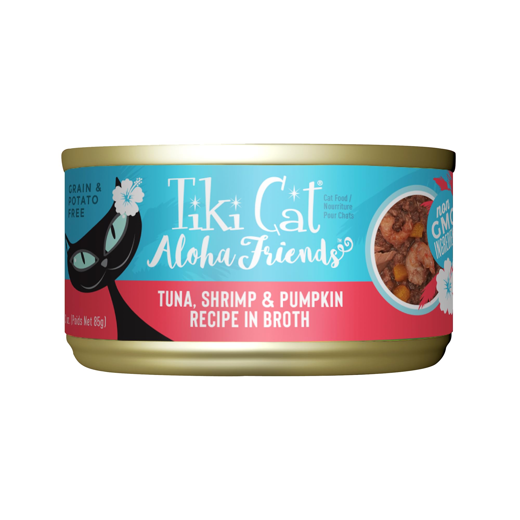 Tiki Cat Aloha Friends, Tuna, Shrimp & Pumpkin, Grain-Free & High Moisture, Wet Cat Food for All Life Stages 3 oz. Cans (Pack of 12)