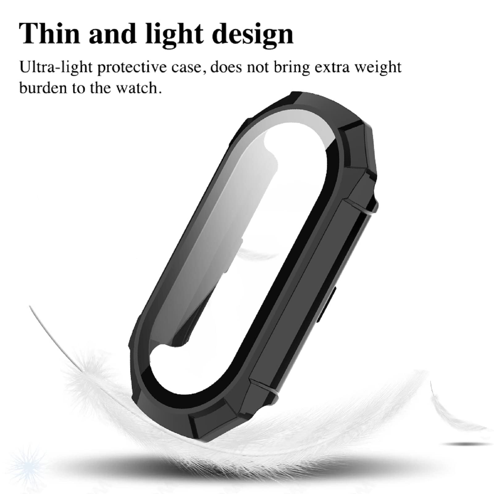 Cover Per Xiaomi Smart Band 8 / Mi Band 8 Con Vetro Temperato 9H - 2 Pezzi Custodia Rigida PC Ultrasottile E Pellicola Trasparente, Ricarica Facile - 3