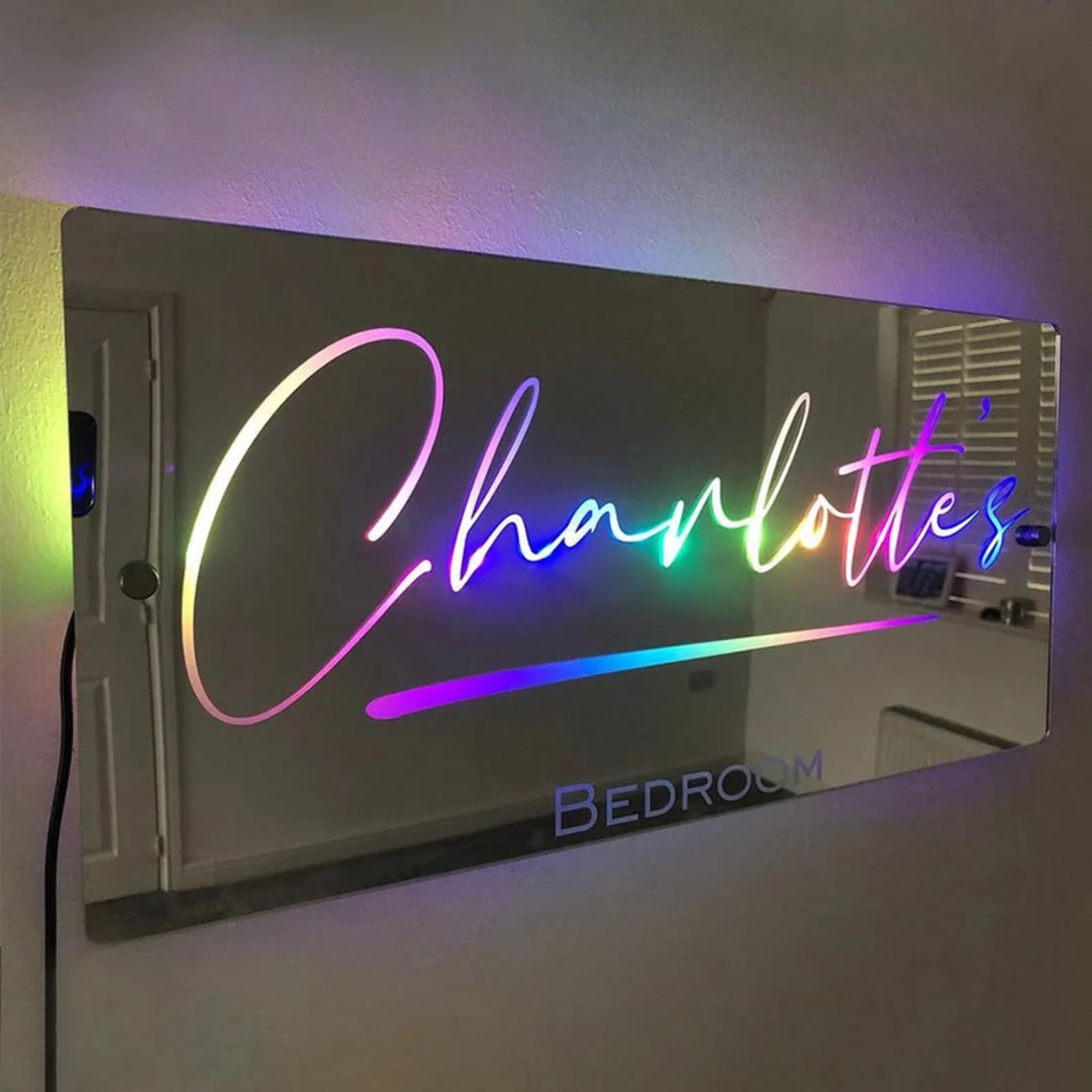 Luce LED a specchio con nome personalizzato, luce notturna con telecomando, decorazione da parete, decorazione per camera da letto, cartello al neon con nome personalizzato, regalo personalizzato per