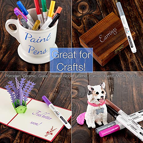 Paint Pens Acrylic Markers Set (12-Color) | For Painting Glass, Wood, Porcelain, Ceramic, Fabric, Paper, Kindness Rocks, Mugs, Calligraphy, Unique Arts And Crafts Supplies (Extra Fine Point) #TOP3