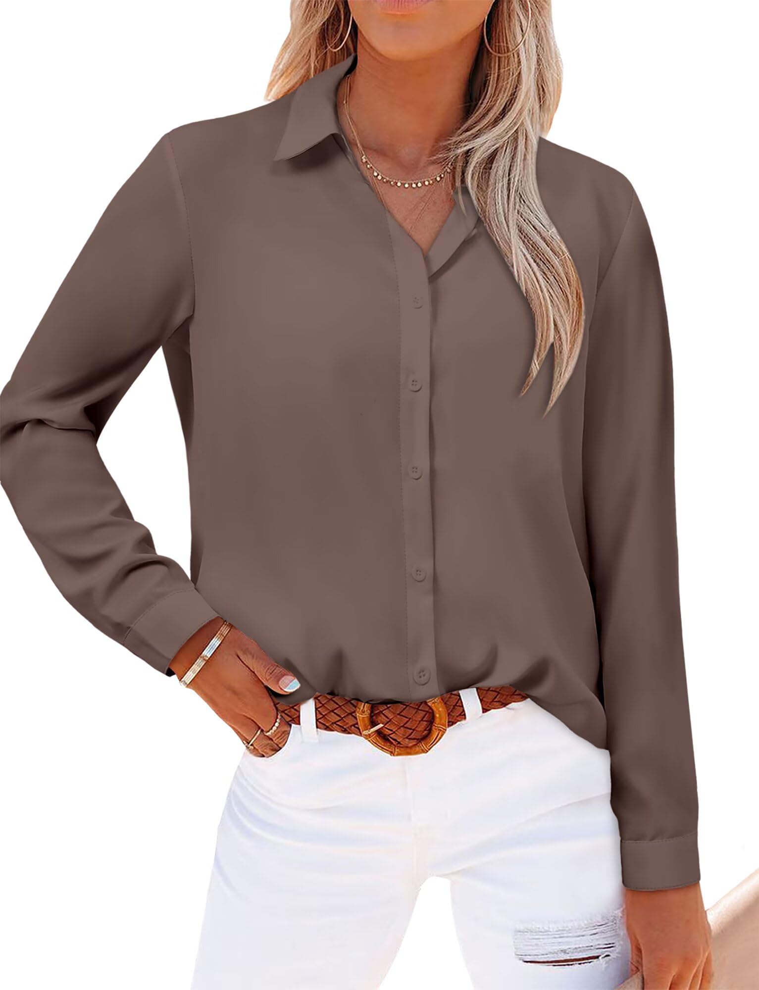 Magritta Women's Shirts Fashion Long Sleeve Tops Button Down Blouses