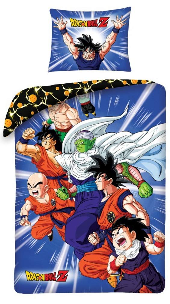 Dragon Ball Z Parure de Lit Boules de Cristal Juegos de Cama completos, 2 piezas, Multicolor, Único | Ropa de cama reversible | Algodón natural transpirable | Manga oficial | Adolescente | Regalo | Lavable a máquina
