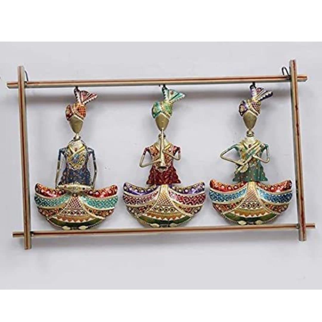 Universal Art Rajasthani Ethnic Hand Craft Sardar Musicians Frame Wall Decor High Gloss Showpiece for Home/Bedroom/Living Room/Office Lobby Powder Coated Size 26X3X15 Inch / 65x7.5x37 cm MT-085