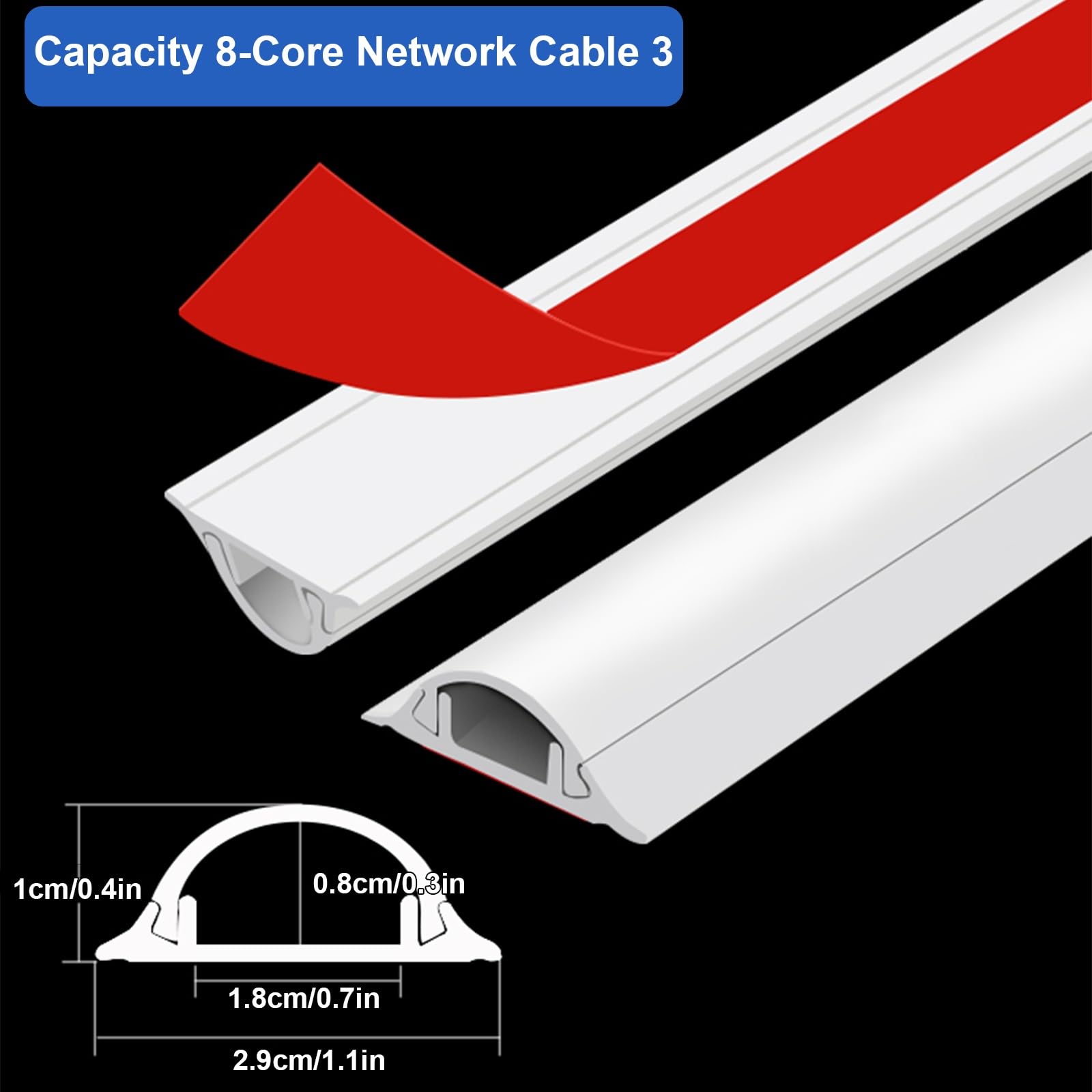 Pasacables Suelo Semicircular para Suelo y Pared, Autoadhesivo Cavidad para Cables Zonas de Mucho Tránsito, Hogar y Oficina，Evita Tropiezos con El Cable(2.9 * 1cm/1.1 * 0.4in)