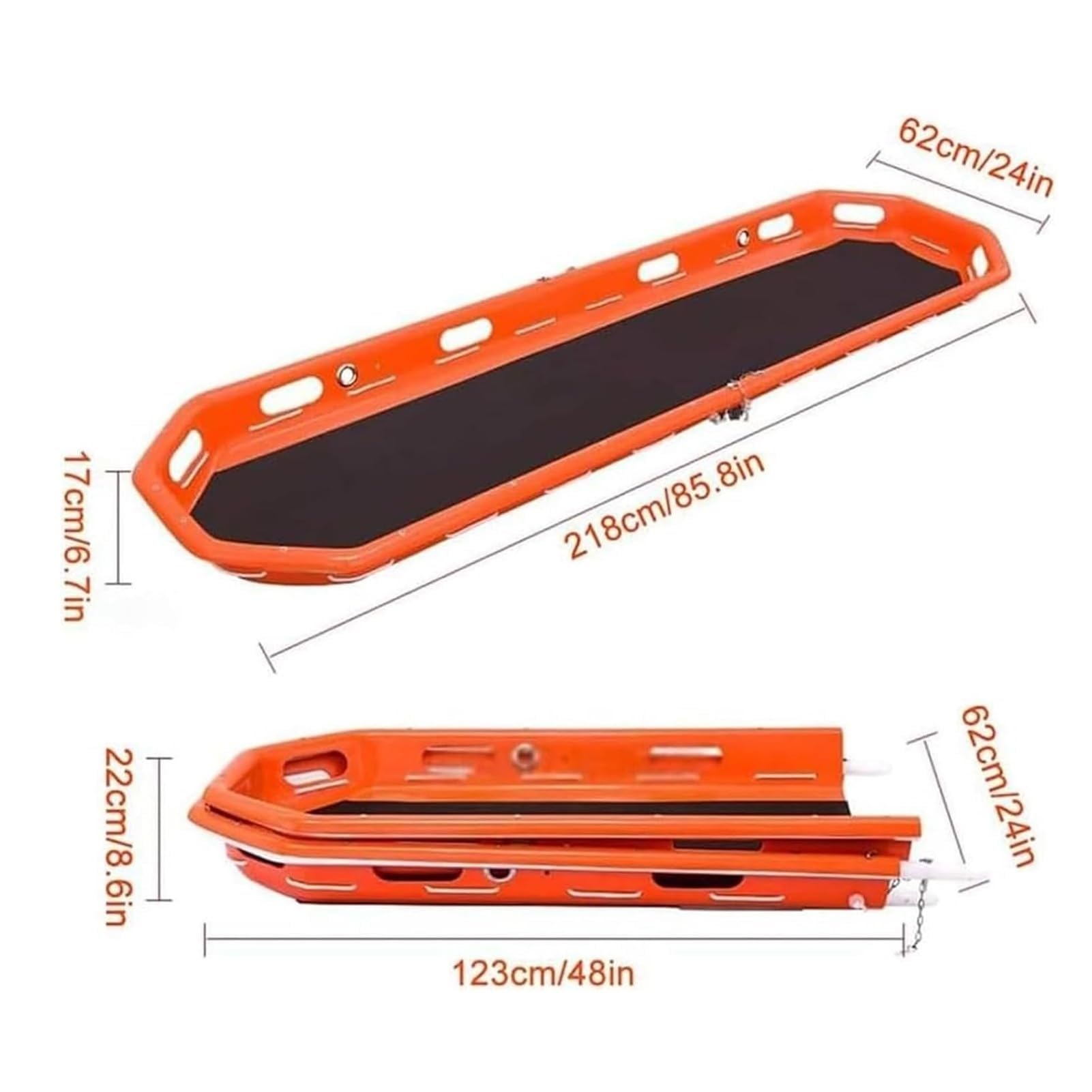 Nosze do helikoptera, kosze do transportu lotniczego PE, odpinane nosze do ratownictwa na świeżym powietrzu, deska ortopedyczna do transportu medycznego Air Sea Mountain, Orange
