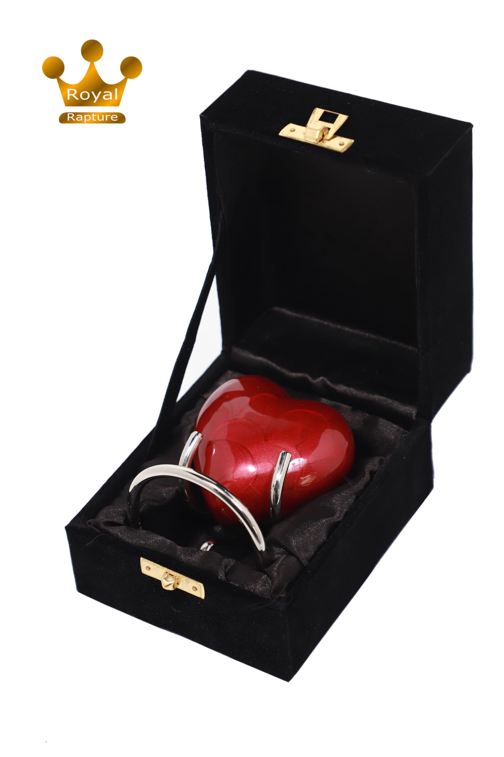 Urn for Ashes Funeral Memorial Cremation Keepsake Love Urns Decorative Brass Heart with Stand (Red Plain, 3") RHM03-02