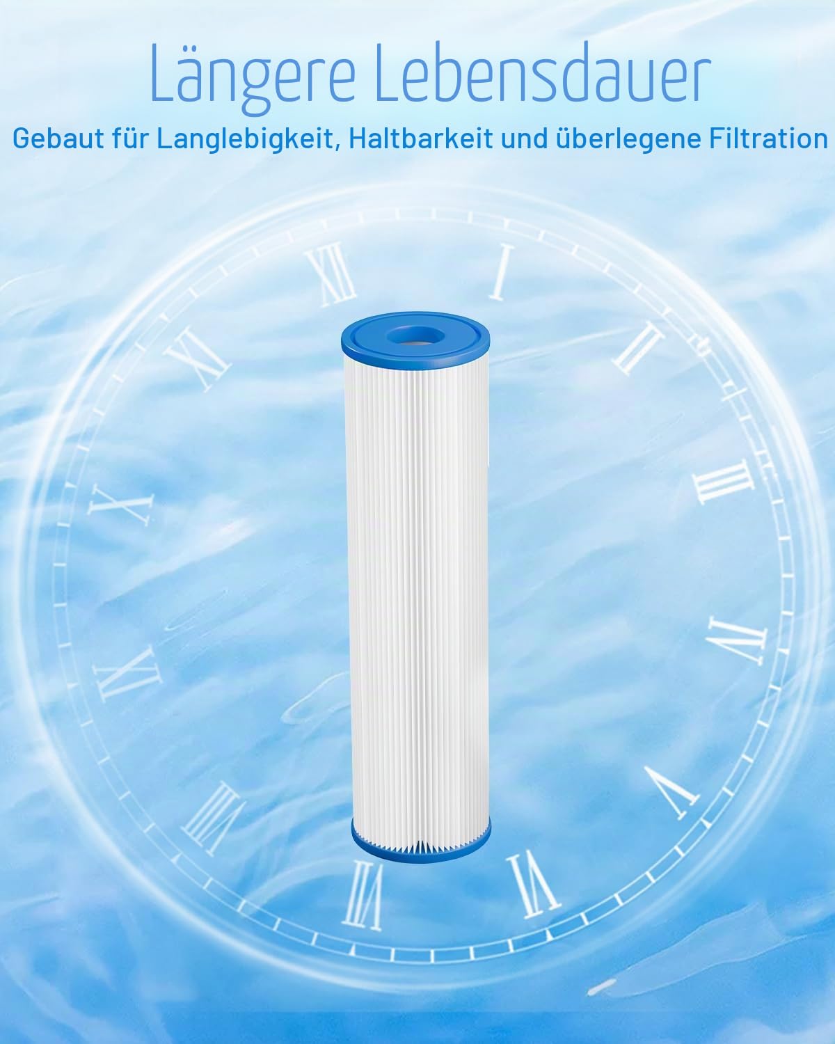 Eisbad-Filter 25.4cm x 6.35cm (8 Packung) | Kaltbad-Filter 20 Mikron Faltenfilter zur Sedimentfiltration-Ersatz für Eisbad und Whirlpool