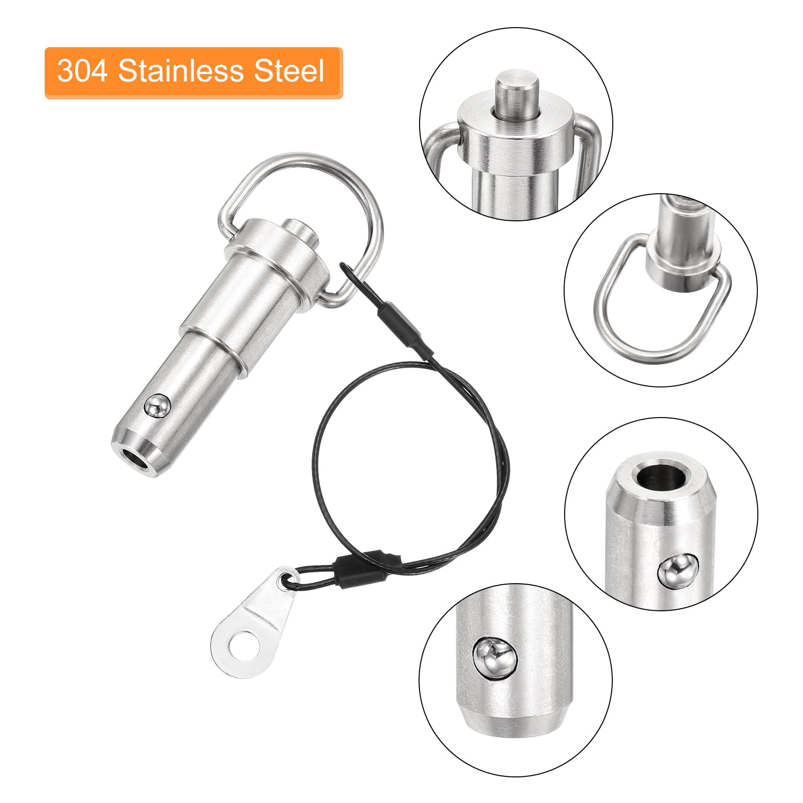 Sourcing Map Ball Locking Pins With Button Handle, 5mm Pin Dia. 10mm