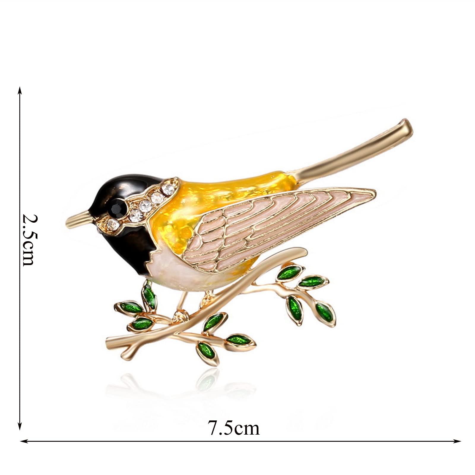 Broche for mujer, broche for mujer, rama de pájaro, con incrustaciones de diamantes de imitación, broche for chaqueta vaquera, insignia for cuello