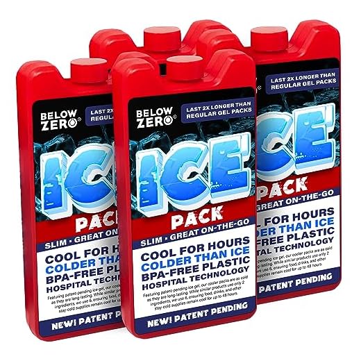 Below Zero Reusable Ice Packs for Large Coolers and Lunch Bags – Patent Pending Coldest and Longest Lasting Technology, Upto 8 Hour Cooling Ice Gel Pack - Factory Sealed – 4 Pack Small