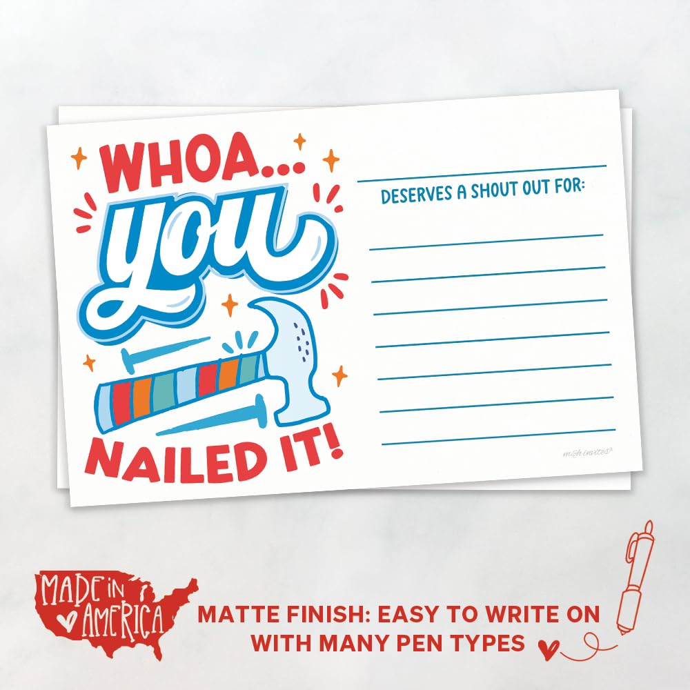 m&h invites Funny You Nailed It - Tarjetas de agradecimiento para profesores, estudiantes, compañeros de trabajo y empleados, tarjetas de aliento de Kudos, notas de reconocimiento para tablones de